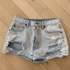 LF Light Blue Distressed Denim Shorts Size 27